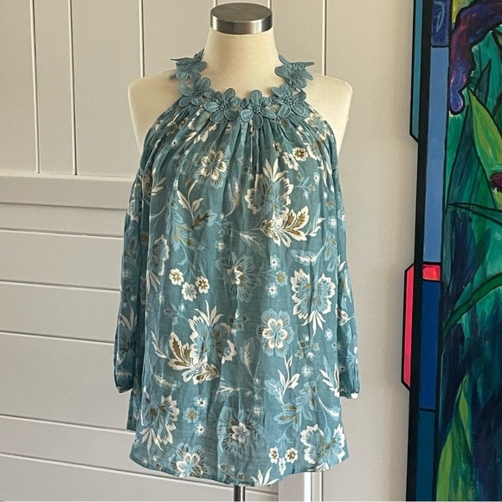 $15 SALE Floral Cold Shoulder Halter Top Cato Lightweight Women’s Blouse